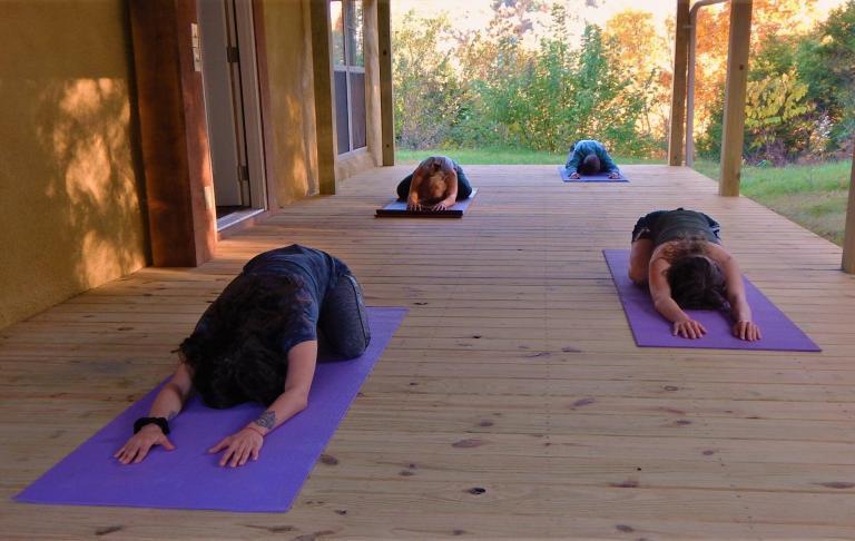 yoga on new covered porch