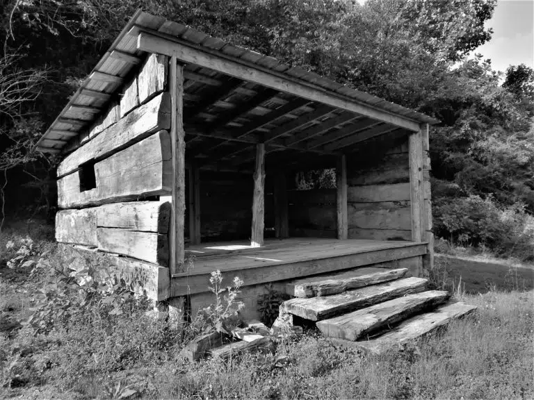 rustic reclaimed barn wood trail shelter black and white
