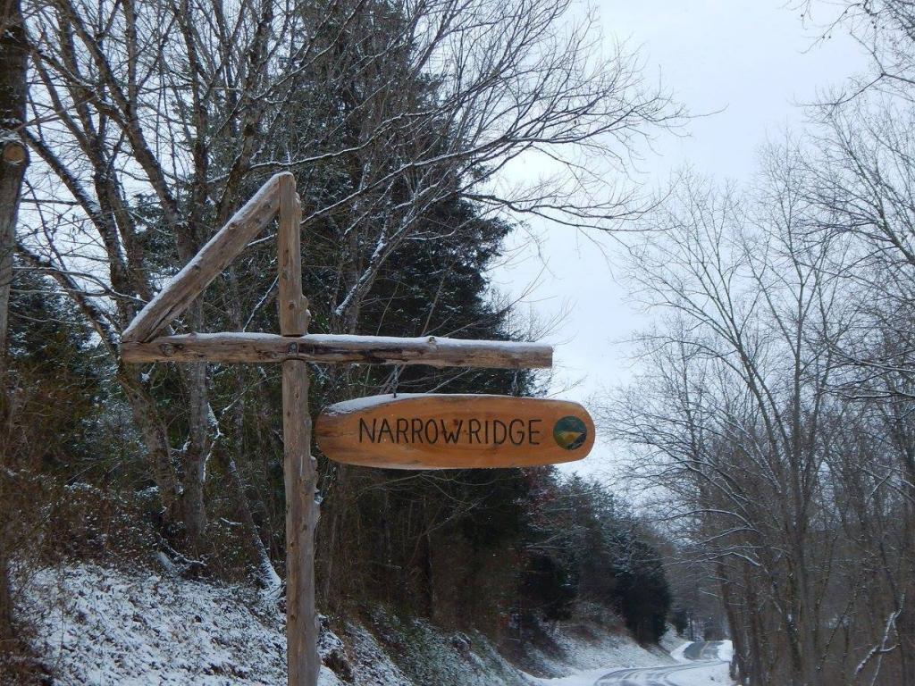 wood sign at Narrow Ridge entrance